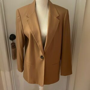 Vintage Sag Harbor 100% Pure New Wool Boyfriend Oversized Blazer Coat Camel